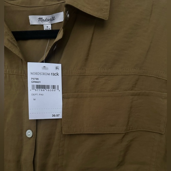 Madewell green cropped button down shirt - Picture 3 of 4